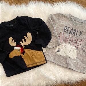 18m Moose and Bear Graphic Fleece Sweatshirts - Black and Gray